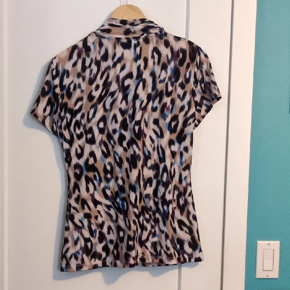DKNY Women's Animal Print Wrap Blouse - Picture 3 of 5